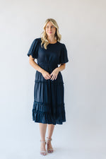 The Hayward Ruffle Detail Midi Dress in Deep Navy