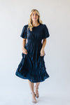 The Hayward Ruffle Detail Midi Dress in Deep Navy