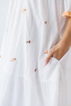 The Redding Embroidered Detail Dress in Ivory
