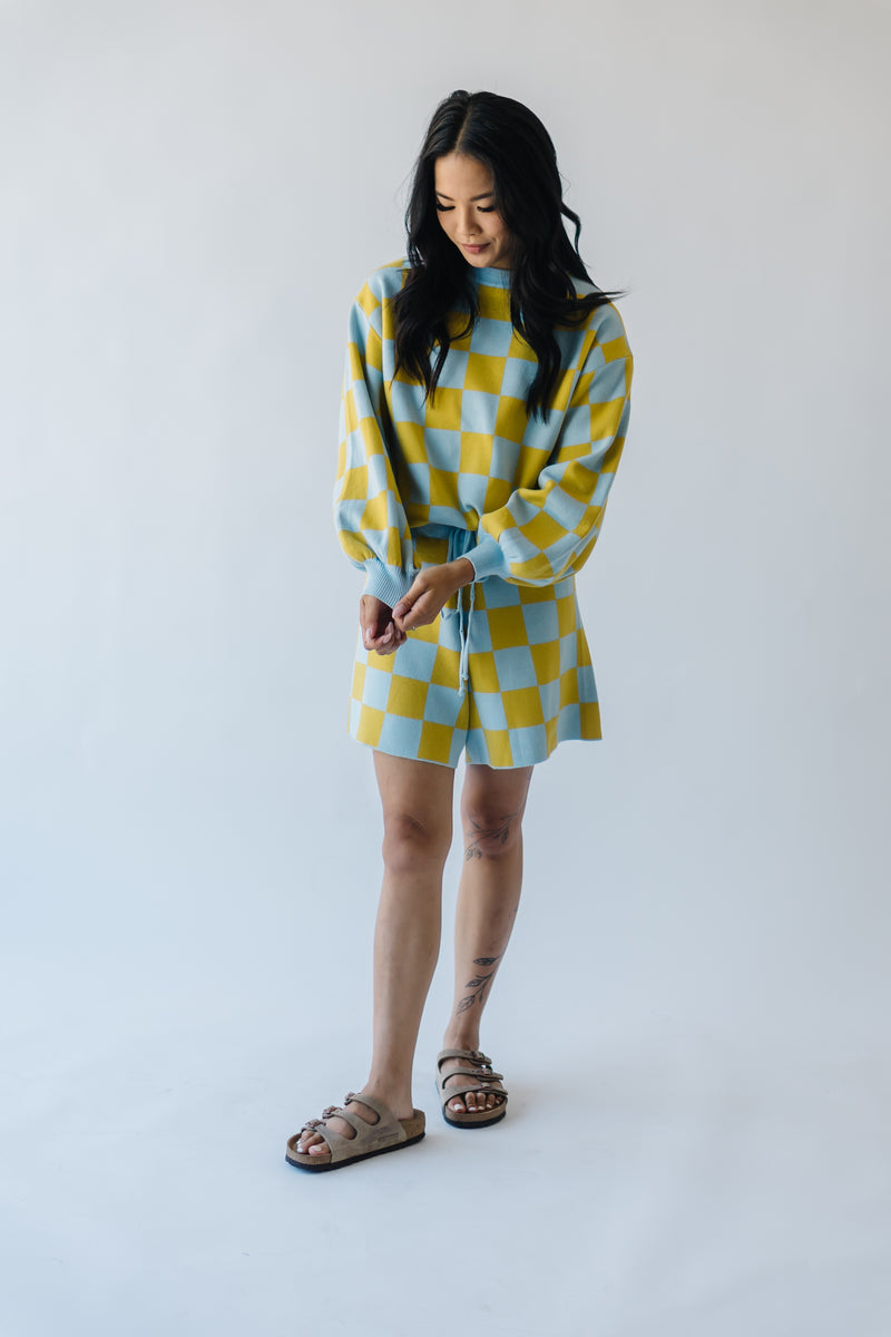 The Roanoke Checkered Shorts in Blue + Yellow