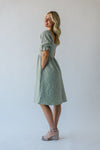 The Shasta Floral Square Neck Dress in Dusty Sage