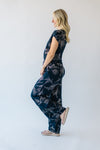 The Bueller Wide Leg Floral Pants in Navy + Taupe