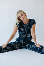 The Ferris Floral Detail Blouse in Navy + Taupe