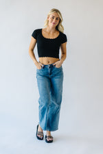 The Annelyse Scallop Detail Top in Black