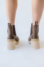 SOREL: Hi-Line™ Heel Chelsea Boot in Umber + Ceramic