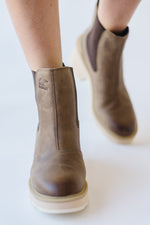 SOREL: Hi-Line™ Heel Chelsea Boot in Umber + Ceramic