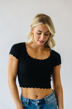 The Annelyse Scallop Detail Top in Black