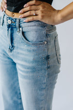 The Valmont Rhinestone Detail Jean in Light Blue
