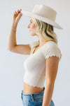 The Annelyse Scallop Detail Top in Oatmeal