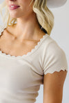 The Annelyse Scallop Detail Top in Oatmeal
