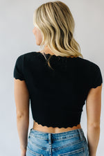 The Annelyse Scallop Detail Top in Black