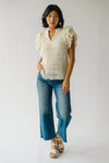 The Gregson Woven Ruffle Blouse in Oatmeal