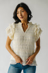 The Gregson Woven Ruffle Blouse in Oatmeal