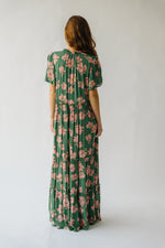 The Thandra Tiered Floral Maxi Dress in Green