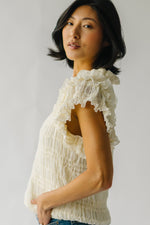 The Gregson Woven Ruffle Blouse in Oatmeal