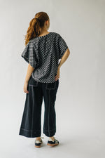 The Overby Checkered Dolman Sleeve Blouse in Black