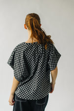 The Overby Checkered Dolman Sleeve Blouse in Black