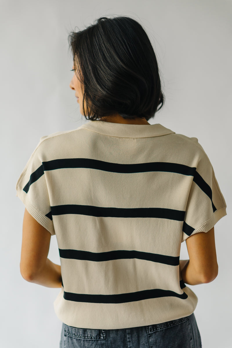 The Becker Striped Pullover in Oatmeal + Black