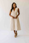 The Vergara Front Zip Midi Dress in Ivory