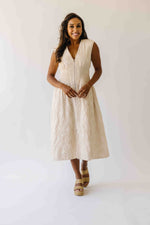 The Vergara Front Zip Midi Dress in Ivory