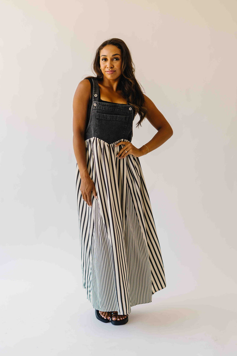 The Hellen Denim Overall Dress in Washed Black Small The Hellen Denim Overall Dress in Washed Black Small