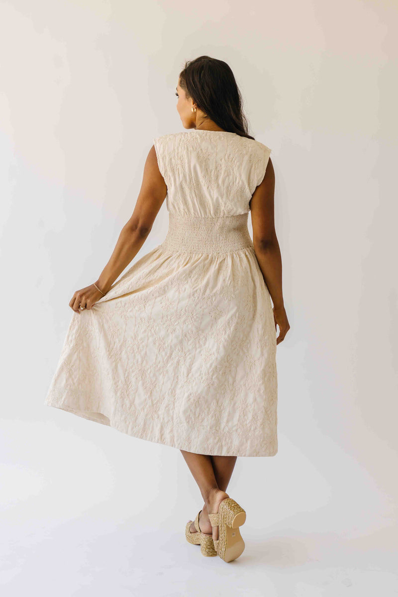 The Vergara Front Zip Midi Dress in Ivory