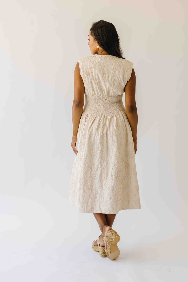 The Vergara Front Zip Midi Dress in Ivory