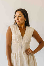 The Vergara Front Zip Midi Dress in Ivory