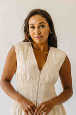 The Vergara Front Zip Midi Dress in Ivory
