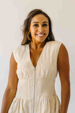 The Vergara Front Zip Midi Dress in Ivory