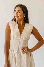The Vergara Front Zip Midi Dress in Ivory