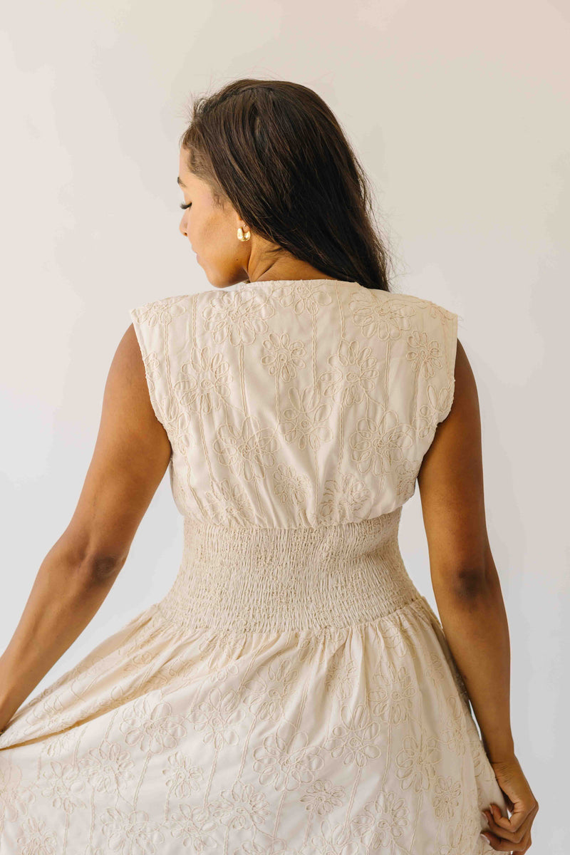 The Vergara Front Zip Midi Dress in Ivory