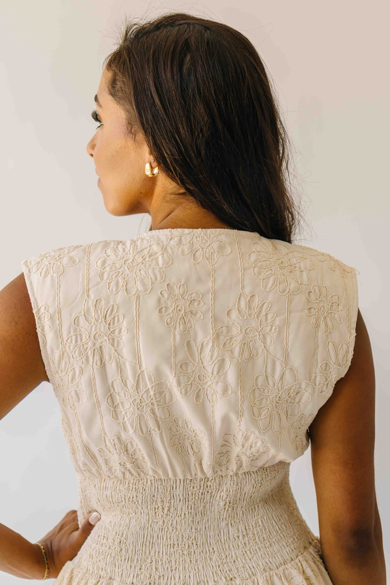 The Vergara Front Zip Midi Dress in Ivory
