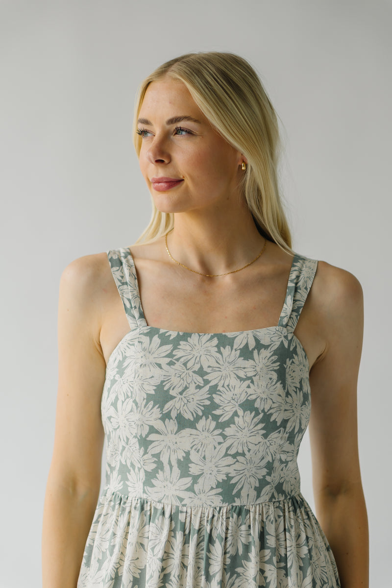 The Wymer Maxi Tank Dress in Sage Floral