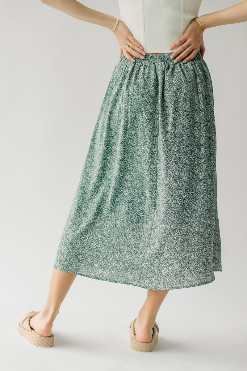 The Prezzano Printed Midi Skirt in Green