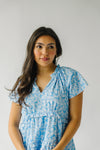 The Whelan Tiered Floral Dress in Blue + White