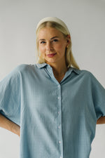 The Bouma Striped Button-Up Blouse in Blue + Ivory