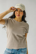 The Helmer Ribbed Knit Tee in Taupe