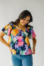 The Babson Floral Blouse in Navy + Pink