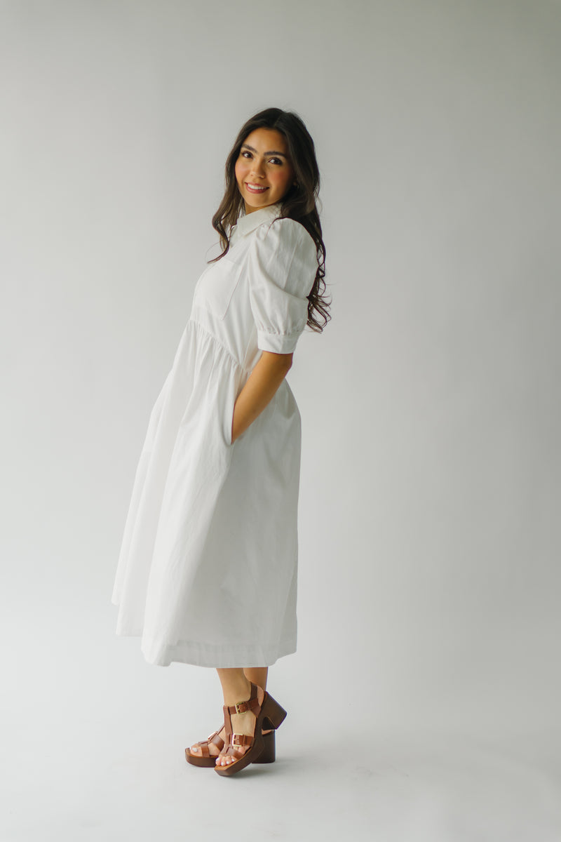 The Severino Zip Detail Midi Dress in White