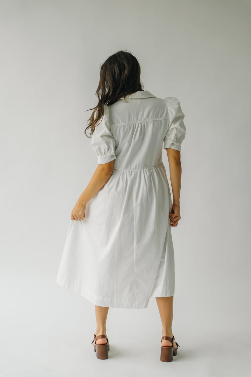 The Severino Zip Detail Midi Dress in White