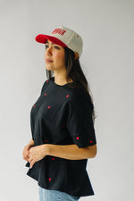 The Ferrin Heart Embroidered Tee in Black