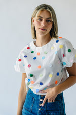 The Palmdale Sequin Dot Detail Tee in White