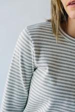 The Covina Striped Long Sleeve Top in Grey + White