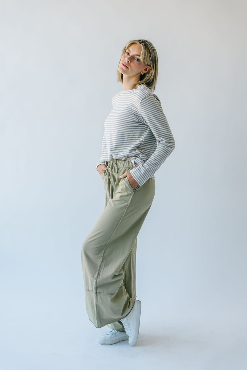 The Kecia Knit Wide Leg Pant in Sage