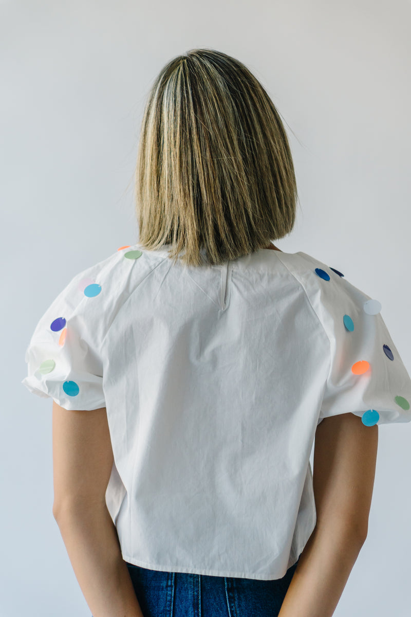 The Palmdale Sequin Dot Detail Tee in White