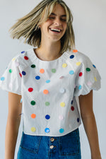 The Palmdale Sequin Dot Detail Tee in White
