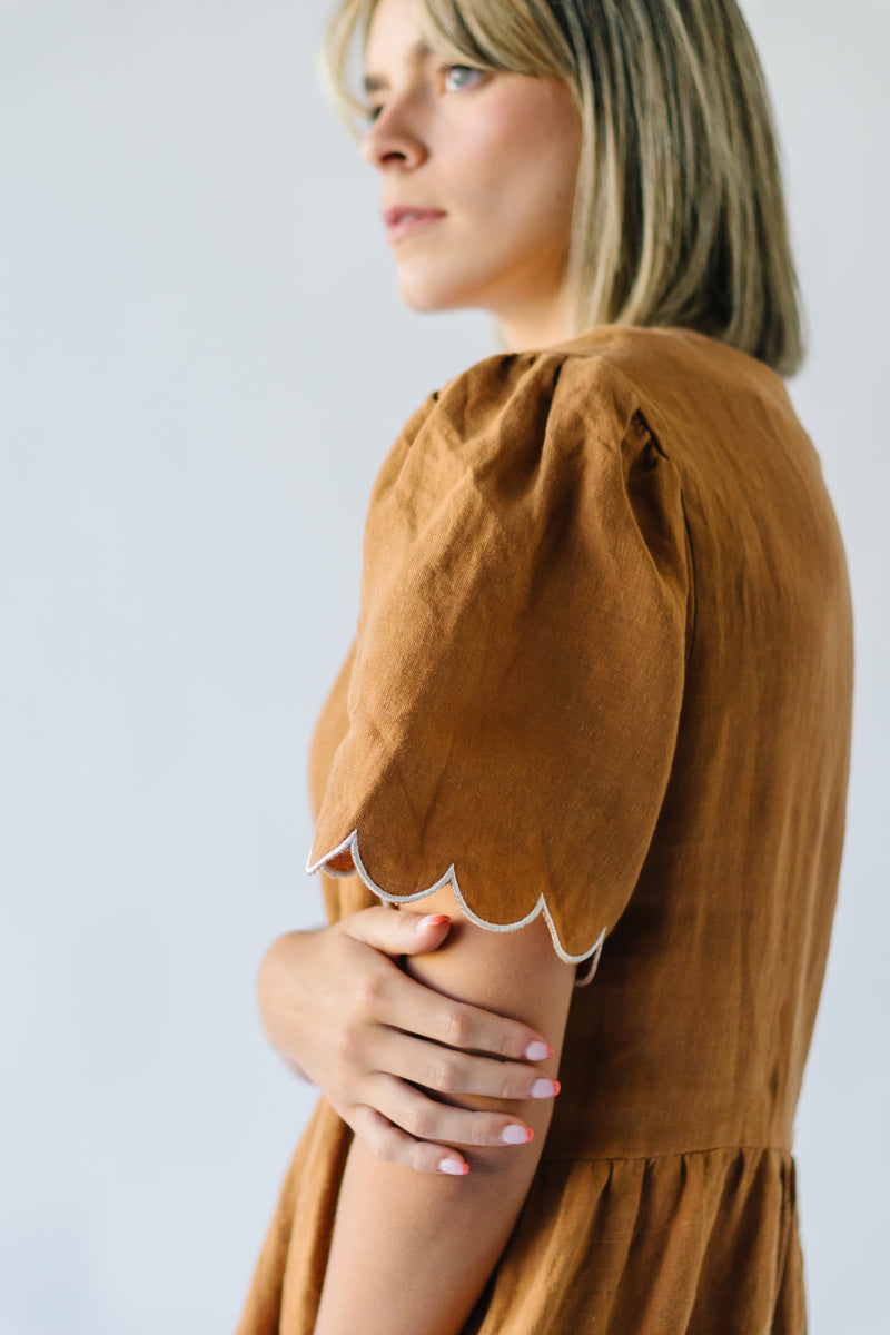 The Torrance Scalloped Detail Dress in Hazelnut
