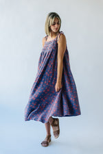 The Meridian Patterned Midi Dress in Navy