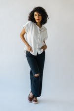 The Nattie Textured Button-Up Blouse in White